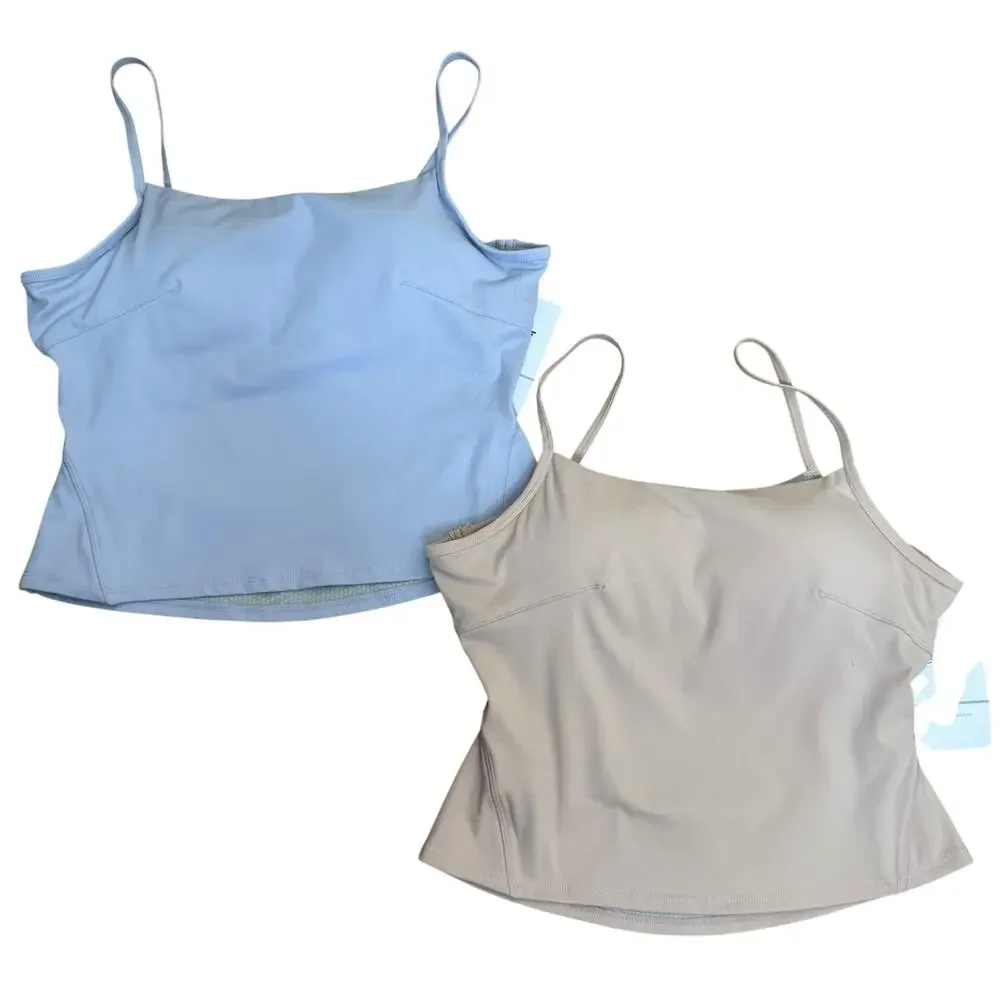 NWT Persit Active Tanks Medium Lot of 2 Built in Bra Athletic Athleisure Cutout - Picture 1 of 12